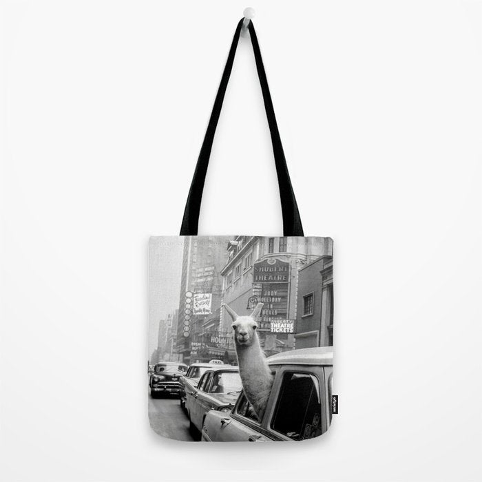 Llama Riding In Taxi Tote Bag Gallery Image 2