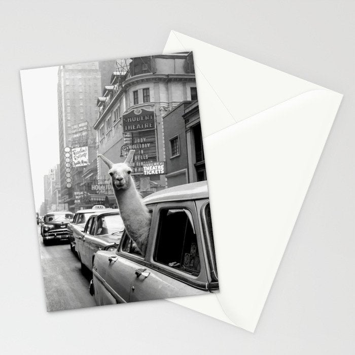Llama Riding In Taxi Stationery Card Gallery Image 2