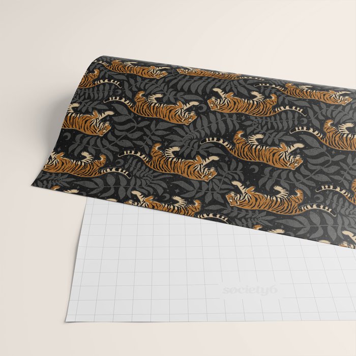 Tigers - black and charcoal  Wrapping Paper Gallery Image 2