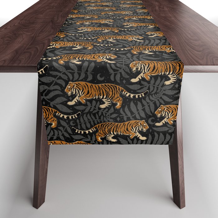 Tigers - black and charcoal  Table Runner Gallery Image 1