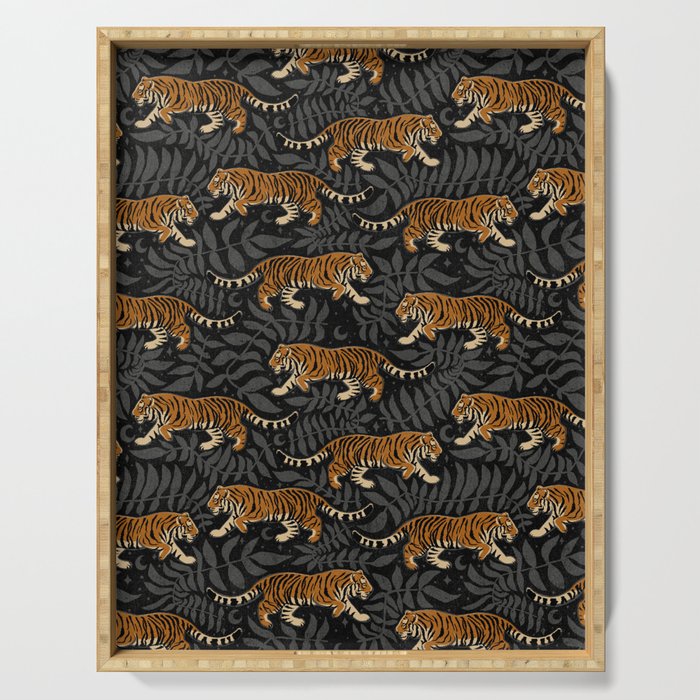 Tigers - black and charcoal  Serving Tray Gallery Image 1