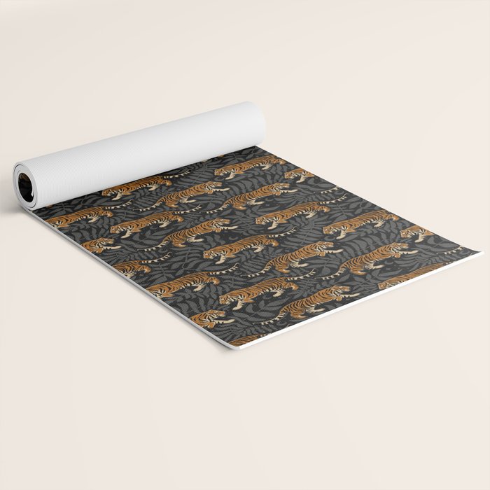 Tigers - black and charcoal  Yoga Mat Gallery Image 2