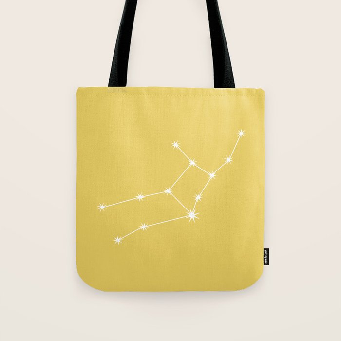 Virgo Zodiac Star Constellation Line Art Soft Yellow Tote Bag Gallery Image 1