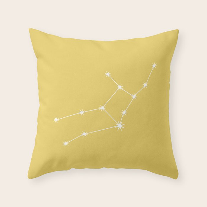 Virgo Zodiac Star Constellation Line Art Soft Yellow Throw Pillow Gallery Image 6