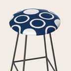 Mid Century Modern Circle and Dot Pattern 240 Navy Blue Stool Gallery Image 2