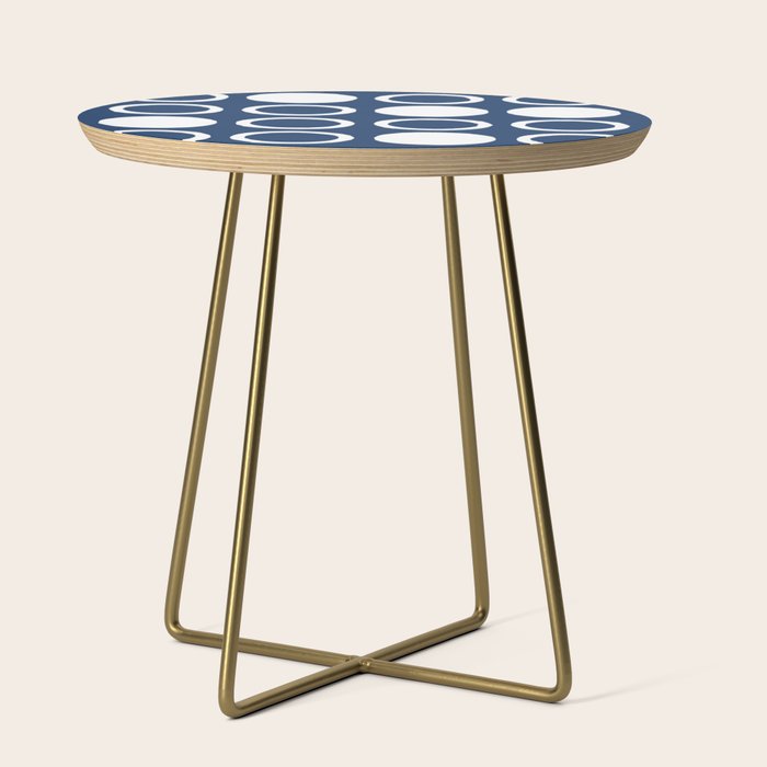 Mid Century Modern Circle and Dot Pattern 240 Navy Blue Side Table Gallery Image 1