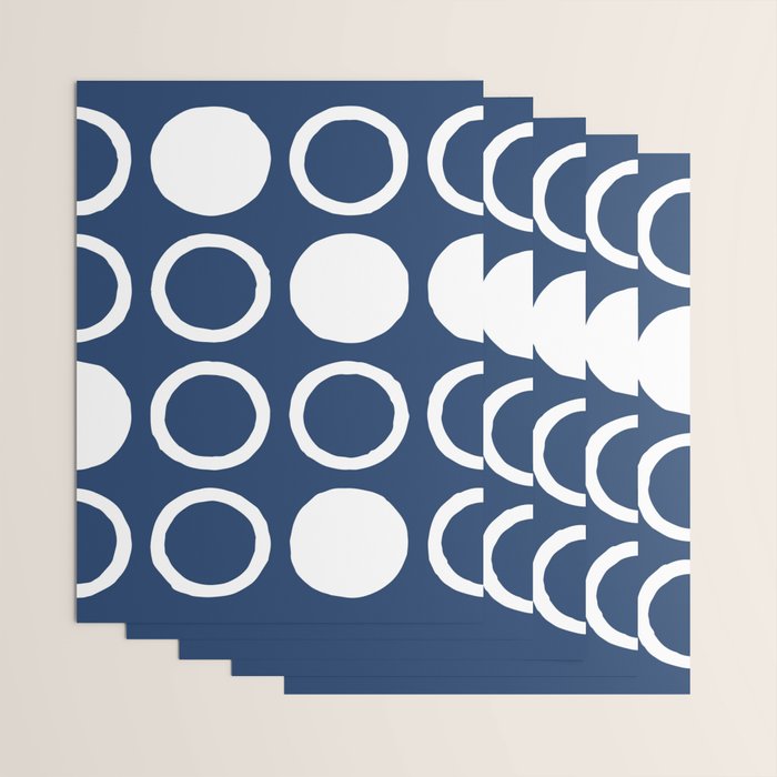 Mid Century Modern Circle and Dot Pattern 240 Navy Blue Wrapping Paper Gallery Image 3