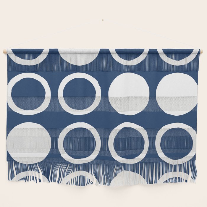 Mid Century Modern Circle and Dot Pattern 240 Navy Blue Wall Hanging Gallery Image 1