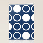 Mid Century Modern Circle and Dot Pattern 240 Navy Blue Stationery Card Gallery Image 2