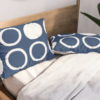 Mid Century Modern Circle and Dot Pattern 240 Navy Blue Pillow Sham Gallery Image 2