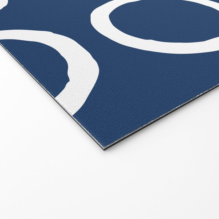 Mid Century Modern Circle and Dot Pattern 240 Navy Blue Welcome Mat Gallery Image 2