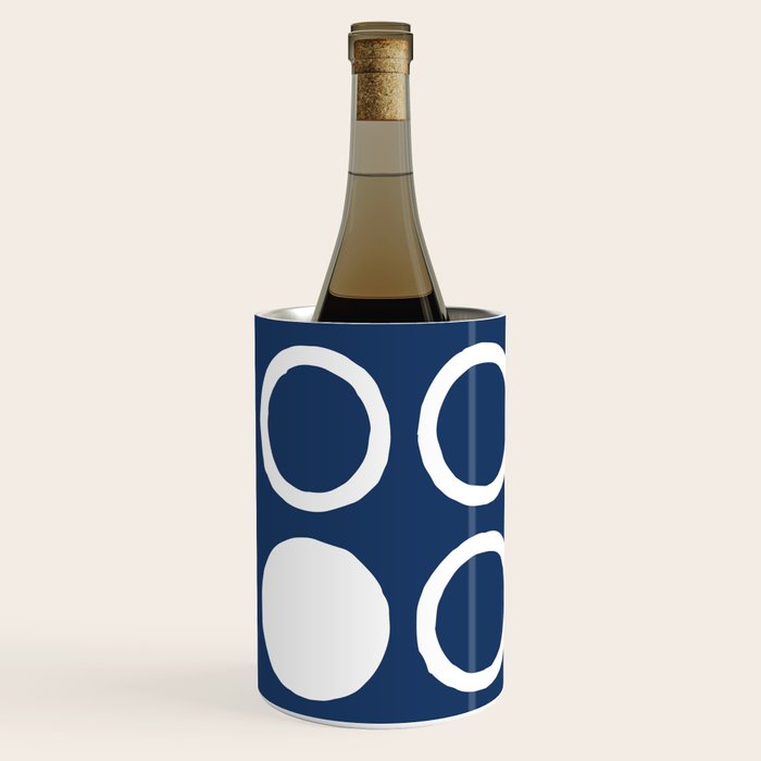 Mid Century Modern Circle and Dot Pattern 240 Navy Blue Wine Chiller Gallery Image 2