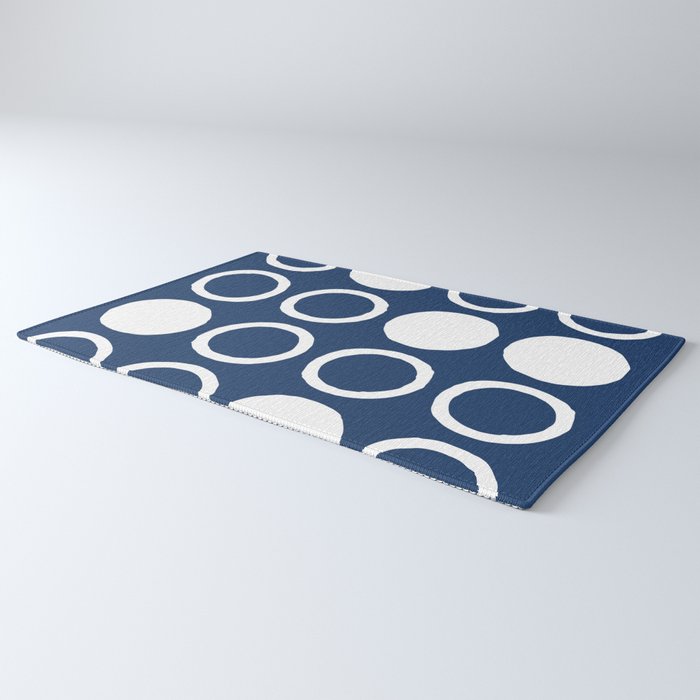 Mid Century Modern Circle and Dot Pattern 240 Navy Blue Rug Gallery Image 3