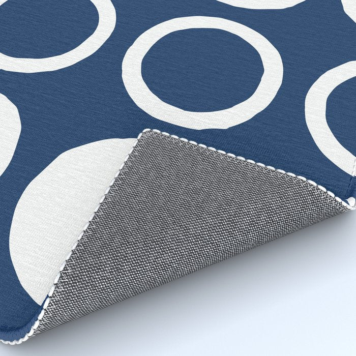 Mid Century Modern Circle and Dot Pattern 240 Navy Blue Rug Gallery Image 4