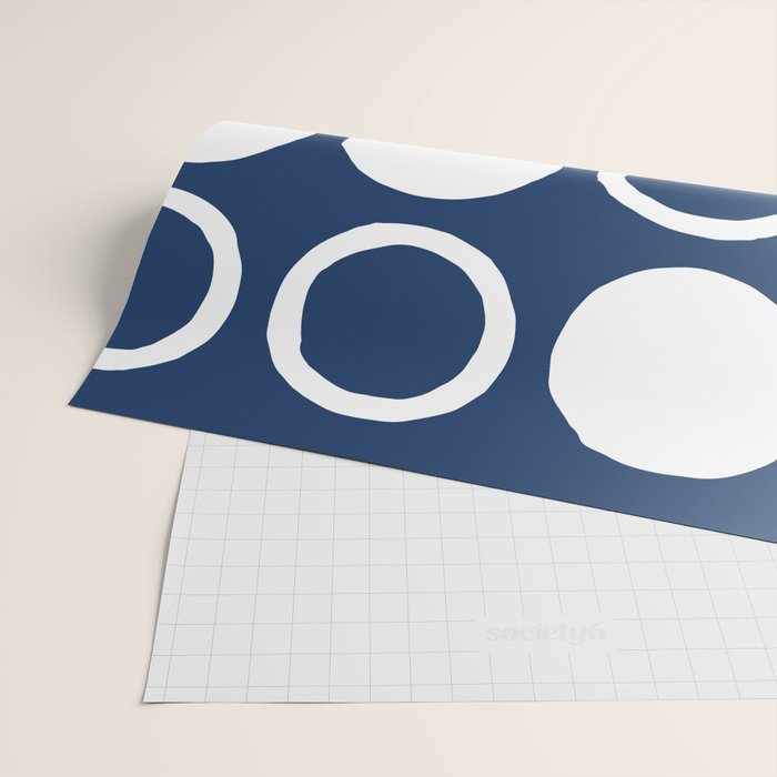 Mid Century Modern Circle and Dot Pattern 240 Navy Blue Wrapping Paper Gallery Image 2