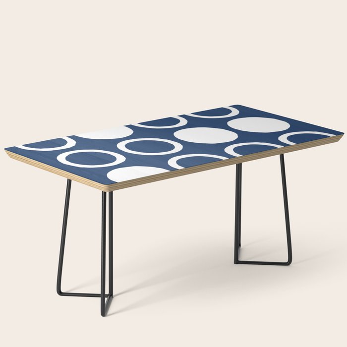 Mid Century Modern Circle and Dot Pattern 240 Navy Blue Coffee Table Gallery Image 1