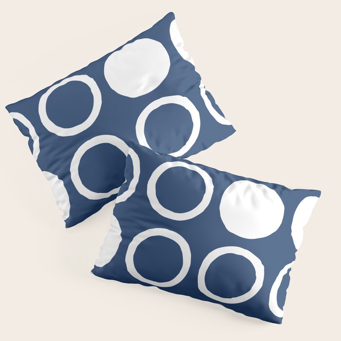 Mid Century Modern Circle and Dot Pattern 240 Navy Blue Pillow Sham Gallery Image 3