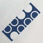 Mid Century Modern Circle and Dot Pattern 240 Navy Blue Yoga Mat Gallery Image 1
