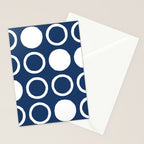 Mid Century Modern Circle and Dot Pattern 240 Navy Blue Stationery Card Gallery Image 2