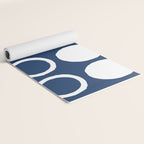 Mid Century Modern Circle and Dot Pattern 240 Navy Blue Yoga Mat Gallery Image 2