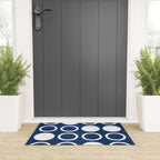 Mid Century Modern Circle and Dot Pattern 240 Navy Blue Welcome Mat Gallery Image 3