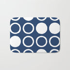 Mid Century Modern Circle and Dot Pattern 240 Navy Blue Bath Mat Gallery Image 1