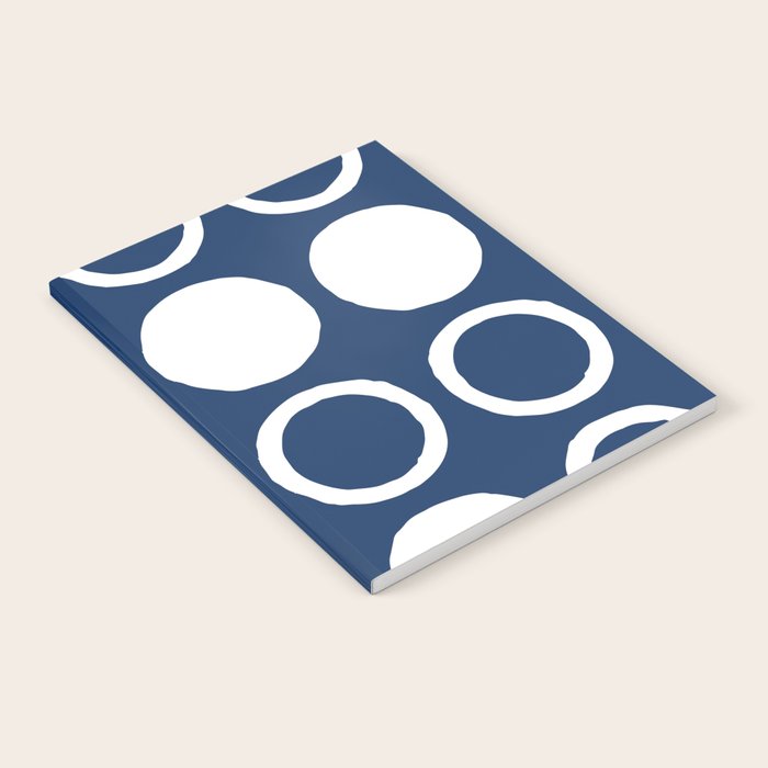 Mid Century Modern Circle and Dot Pattern 240 Navy Blue Notebook Gallery Image 1