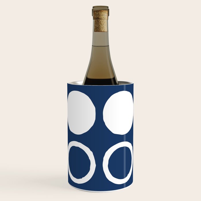 Mid Century Modern Circle and Dot Pattern 240 Navy Blue Wine Chiller Gallery Image 3