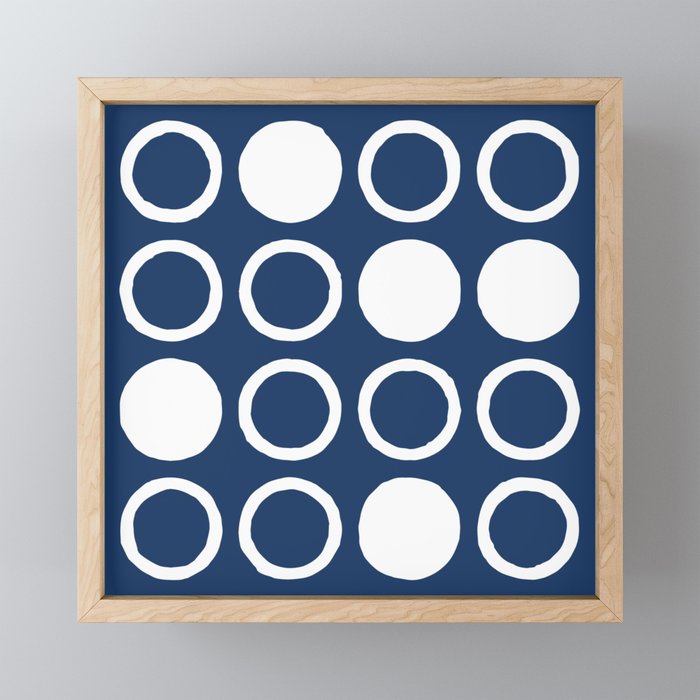 Mid Century Modern Circle and Dot Pattern 240 Navy Blue Mini Art Print Gallery Image 1