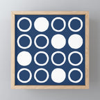 Mid Century Modern Circle and Dot Pattern 240 Navy Blue Mini Art Print Gallery Image 1