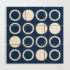 Mid Century Modern Circle and Dot Pattern 240 Navy Blue Wood Wall Art Gallery Image 1