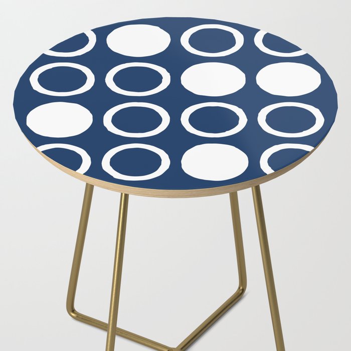 Mid Century Modern Circle and Dot Pattern 240 Navy Blue Side Table Gallery Image 2