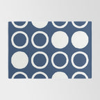 Mid Century Modern Circle and Dot Pattern 240 Navy Blue Rug Gallery Image 2