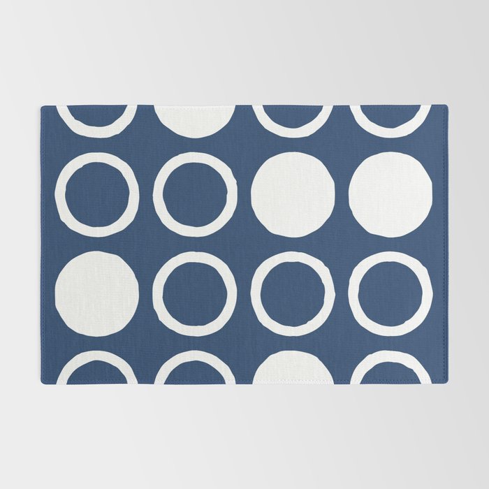 Mid Century Modern Circle and Dot Pattern 240 Navy Blue Rug Gallery Image 2