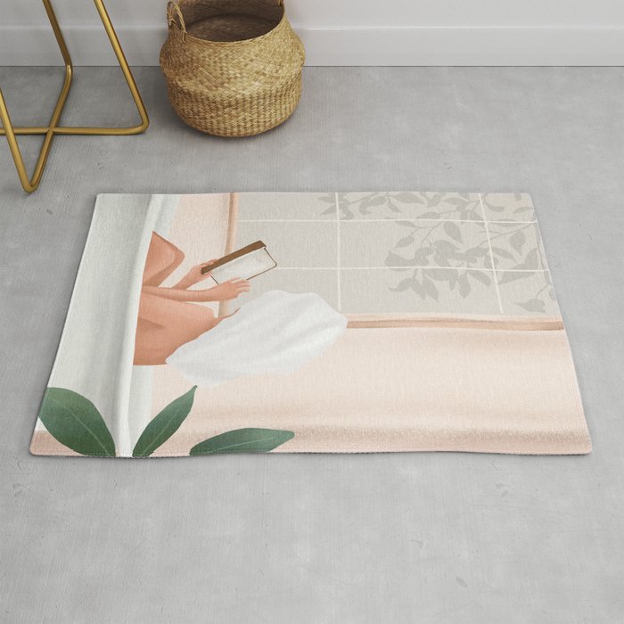 Reading Girl in Bathtub Rug Gallery Image 1