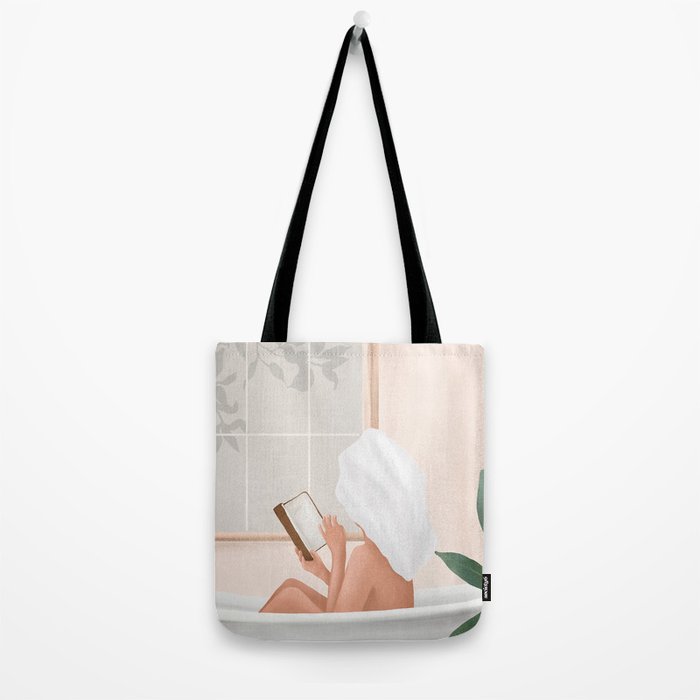 Reading Girl in Bathtub Tote Bag Gallery Image 2