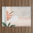 Reading Girl in Bathtub Outdoor Rug Gallery Image 1