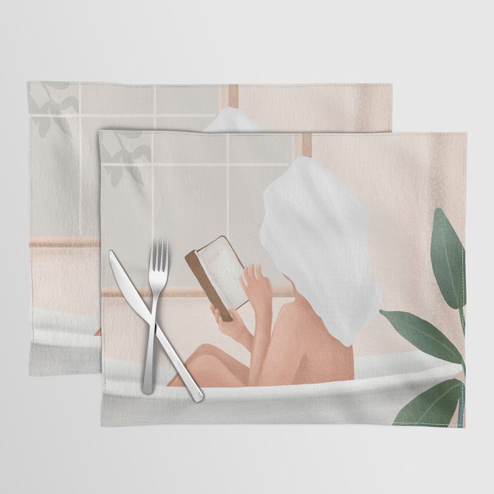 Reading Girl in Bathtub Placemat Gallery Image 1