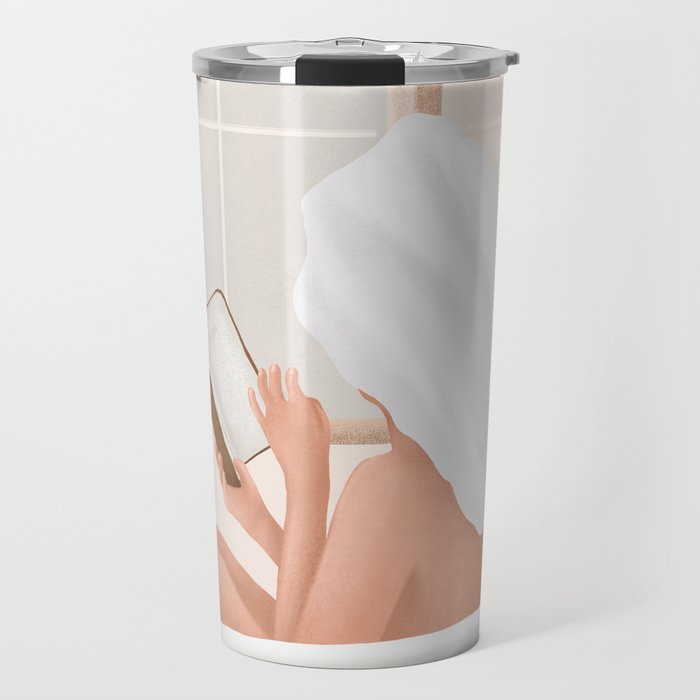 Reading Girl in Bathtub Travel Mug Gallery Image 1