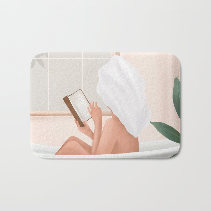 Reading Girl in Bathtub Bath Mat Gallery Image 1