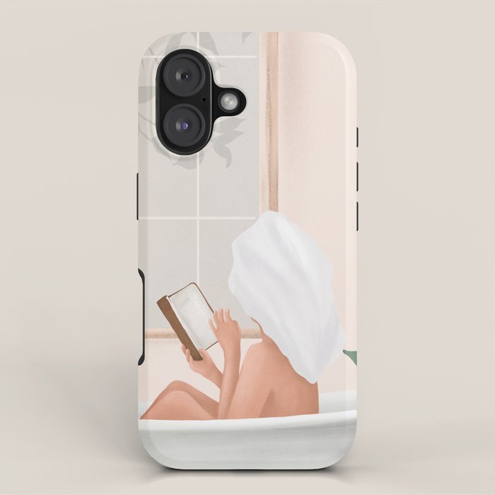 Reading Girl in Bathtub iPhone Case Gallery Image 1
