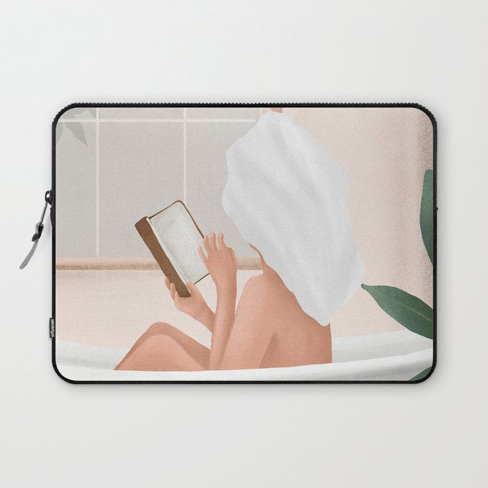 Reading Girl in Bathtub Laptop Sleeve Gallery Image 1
