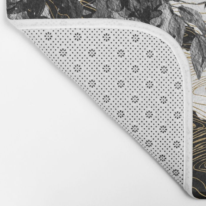 Dark abstract bloom over golden lines Bath Mat Gallery Image 2