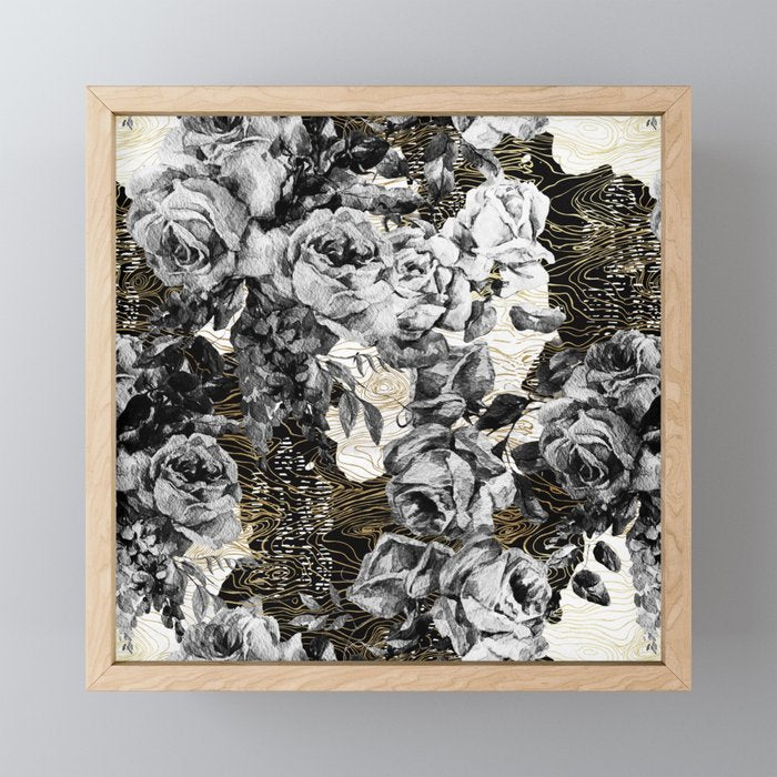 Dark abstract bloom over golden lines Mini Art Print Gallery Image 1