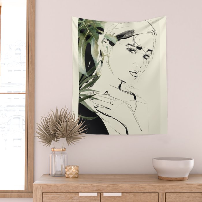 Girl Portrait 4 Wall Tapestry Gallery Image 2