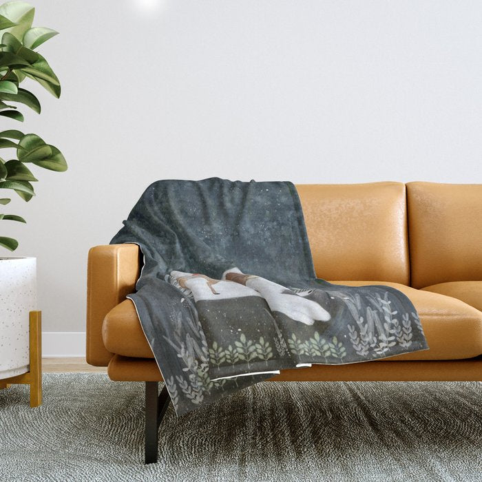 the winter bunny Throw Blanket Gallery Image 1