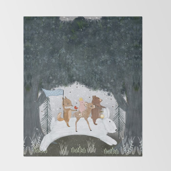 the winter bunny Throw Blanket Gallery Image 2