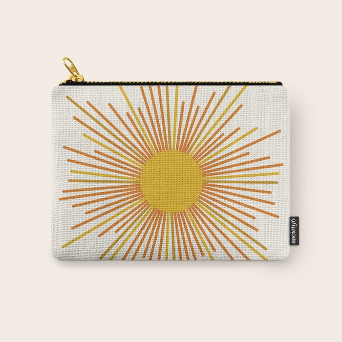 Sunburst Mid Century Modern Sun in Orange and Mustard on Light Cream Carry All Pouch Gallery Image 1