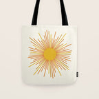 Sunburst Mid Century Modern Sun in Orange and Mustard on Light Cream Tote Bag Gallery Image 1