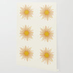 Sunburst Mid Century Modern Sun in Orange and Mustard on Light Cream Wallpaper Gallery Image 2